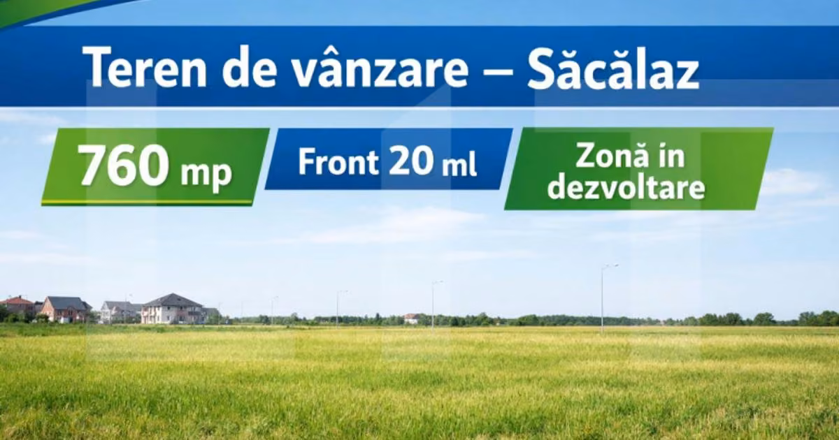 Teren Construcții intravilan de vânzare de 760 mp, în Săcălaz