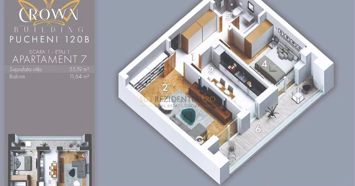 Apartament de vânzare cu 2 camere în zona Rahova, Sector 5