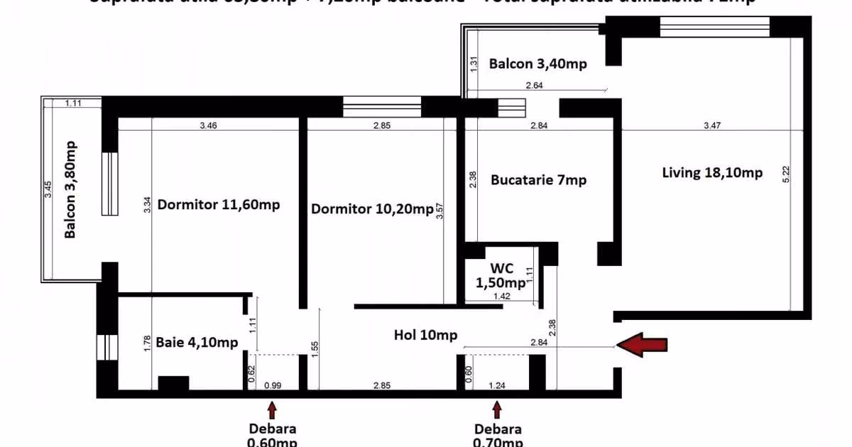 Apartament de vânzare cu 3 camere în zona 1 Mai, Craiova