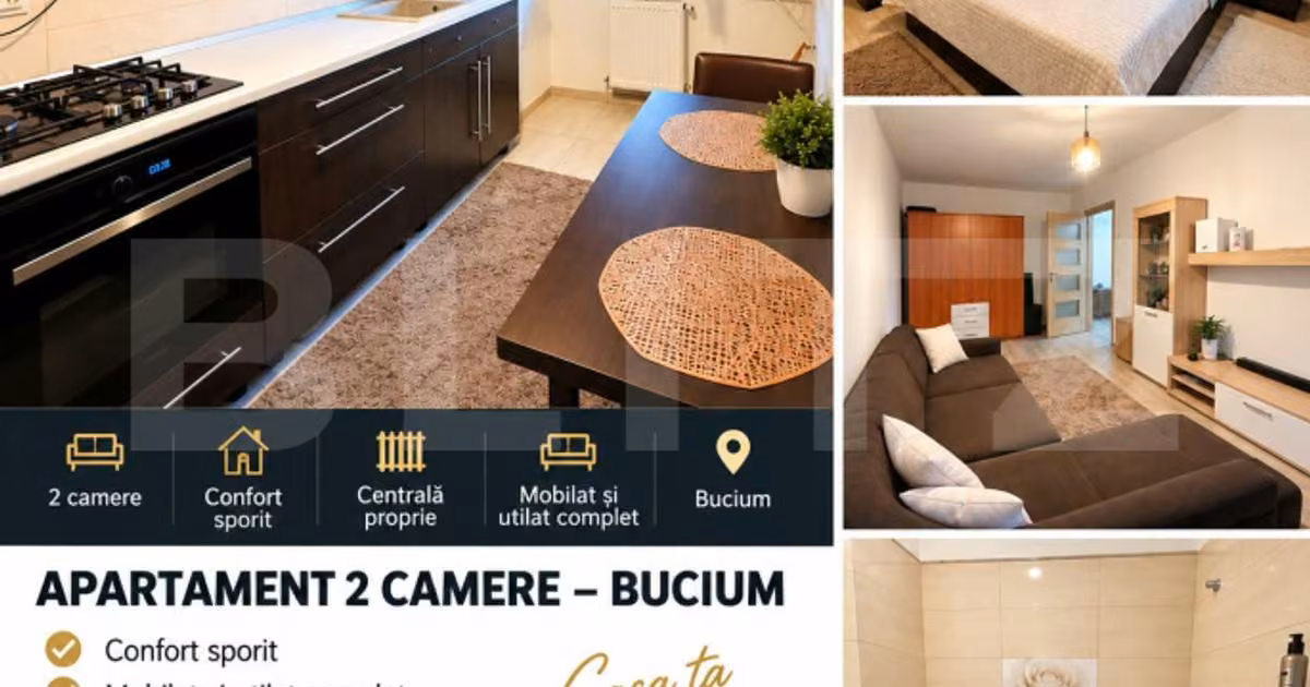 Apartament de vânzare cu 2 camere, mobilat în zona Bucium, Iași