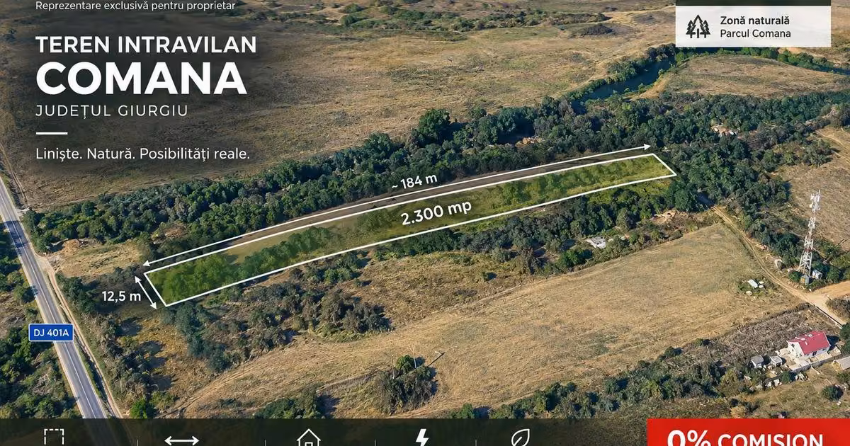 Teren Construcții intravilan de vânzare de 2300 mp, în Comana