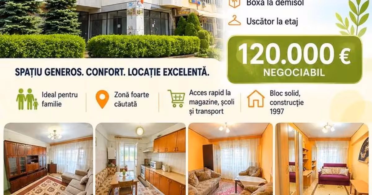 Apartament de vânzare cu 4 camere, mobilat în zona Traian, Vaslui