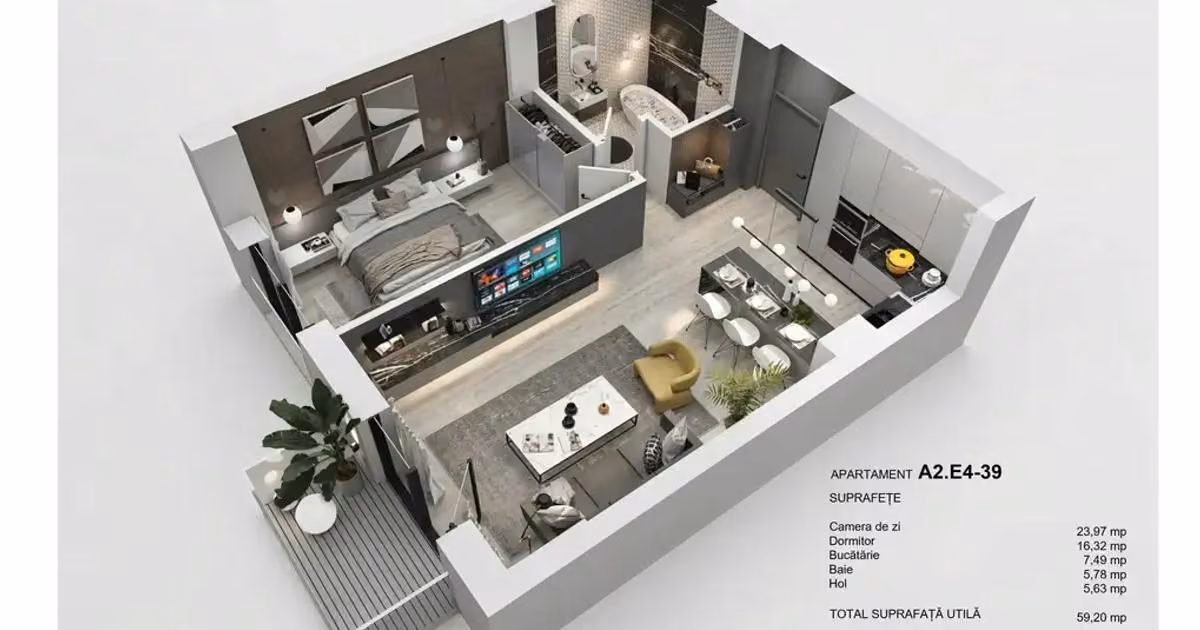 Apartament de vânzare cu 2 camere în zona Hărmanului, Brașov