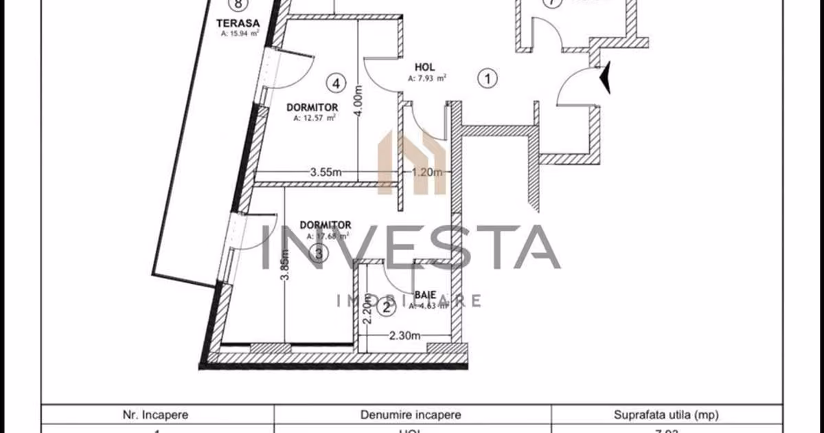 Apartament de vânzare cu 3 camere, mobilat în zona Central, Cluj-Napoca