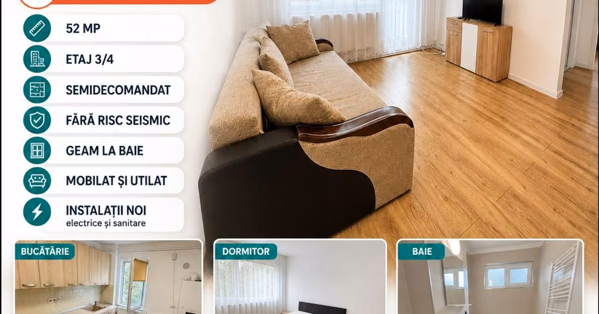 Apartament de vânzare cu 2 camere în zona Podu Roș, Iași