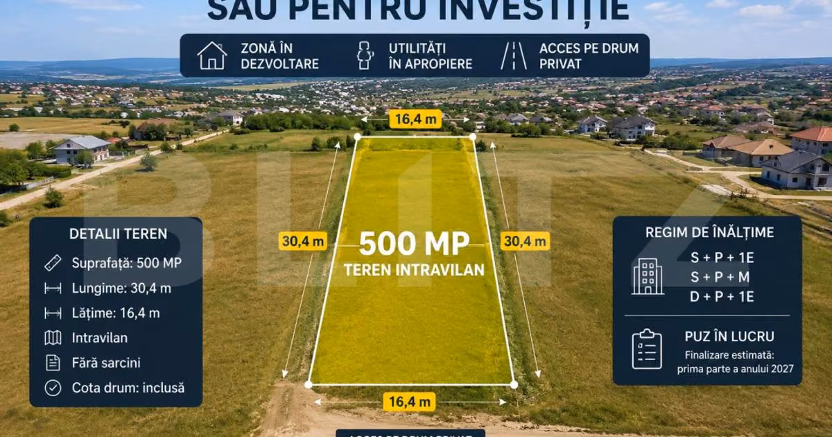 Teren Construcții intravilan de vânzare de 500 mp, în zona Exterior Est, Cluj-Napoca