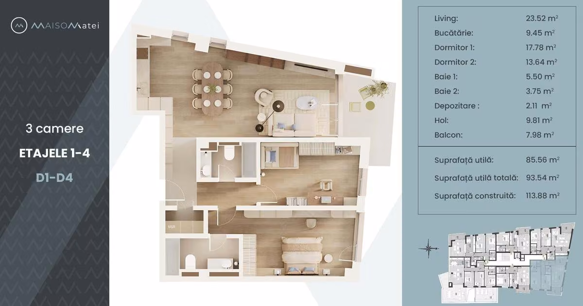 Apartament de vânzare cu 3 camere în zona Universitate, Ultracentral