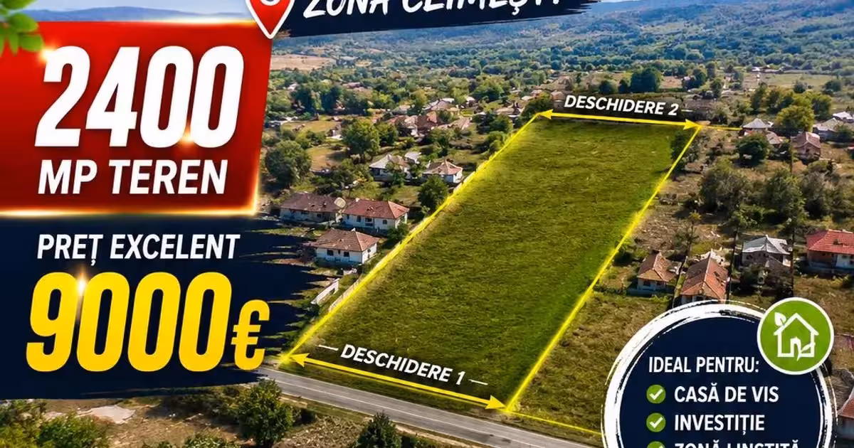 Teren intravilan de vânzare de 2400 mp, în Climești