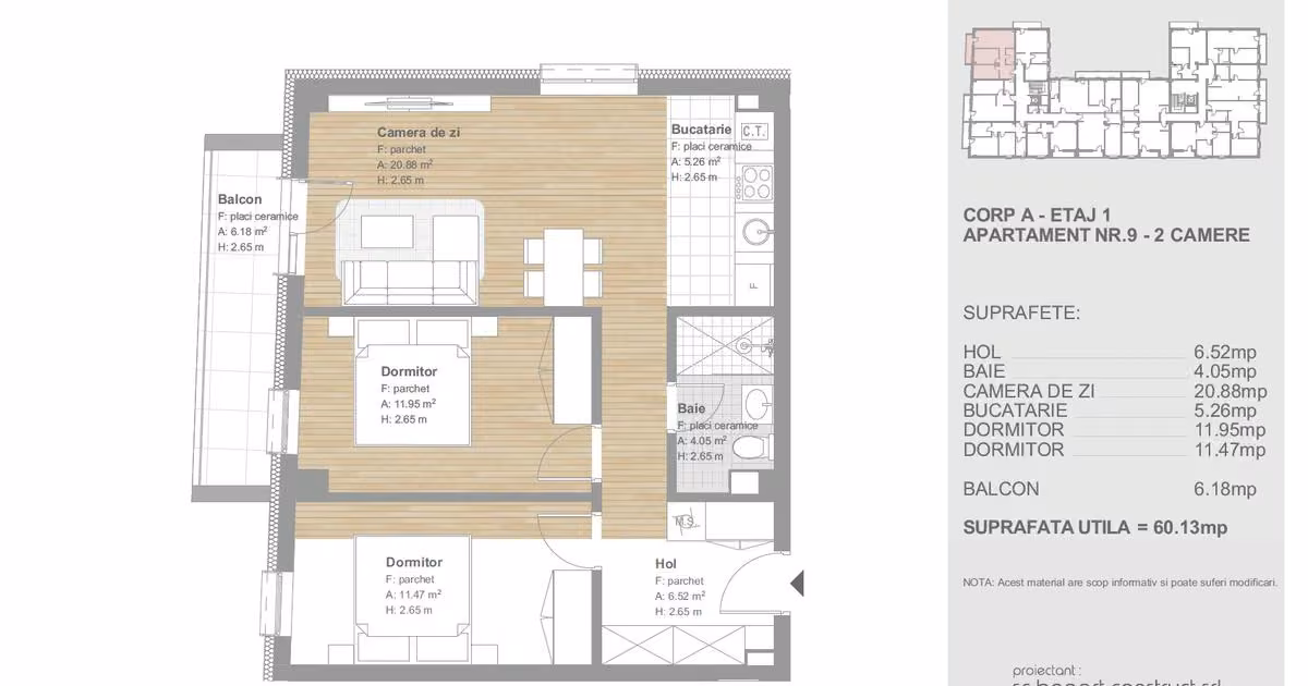 Apartament de vânzare cu 3 camere în Florești