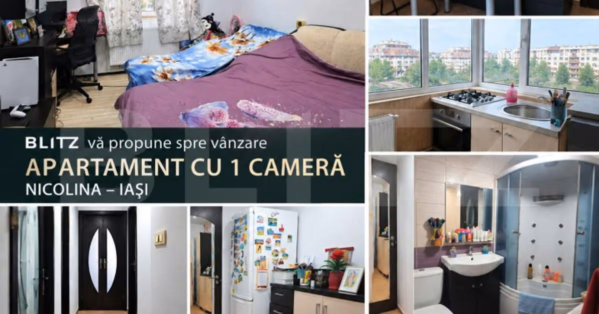 Garsonieră de vânzare, mobilată în zona Nicolina, Iași