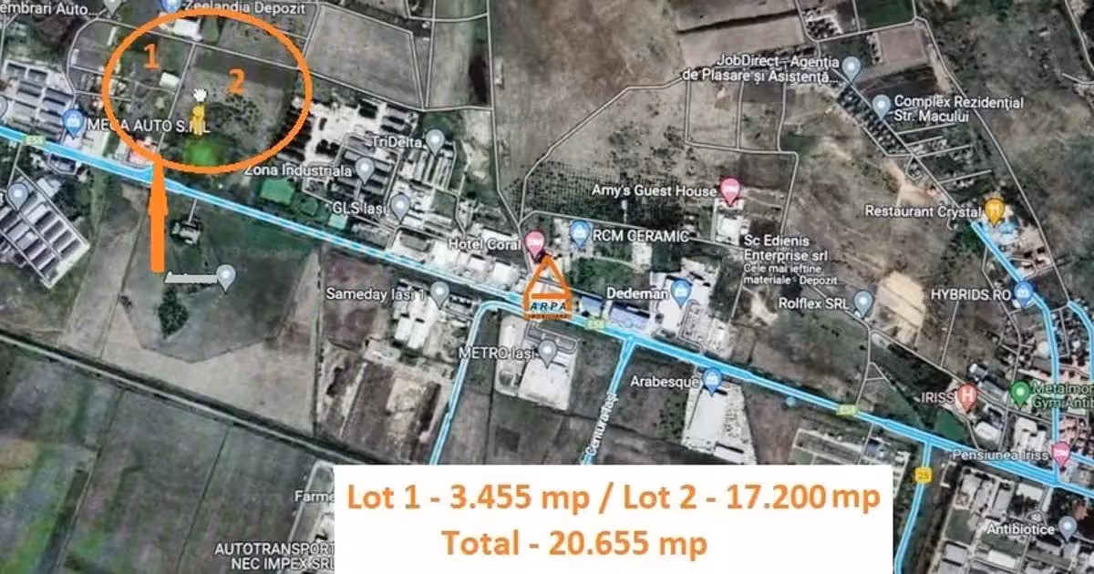 Teren Construcții intravilan de vânzare de 20655 mp, în zona Miroslava, Iași