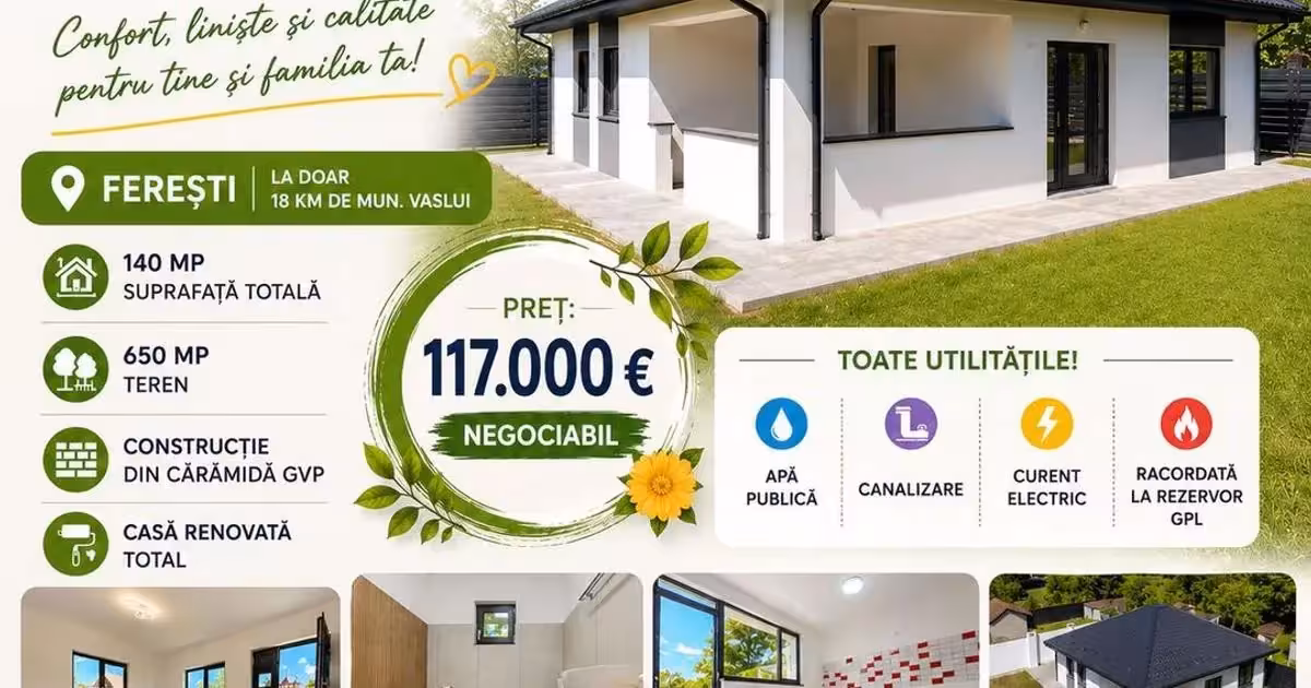 Casă individuală de vânzare cu 3 camere în Ferești