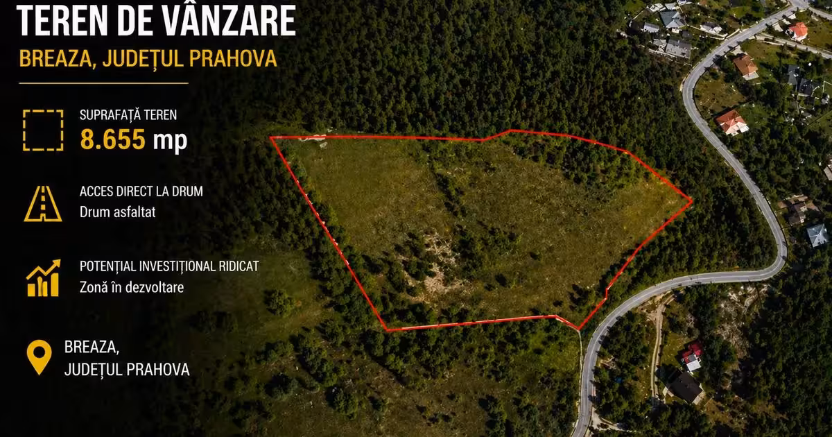 Teren Construcții intravilan de vânzare de 8655 mp, în Breaza