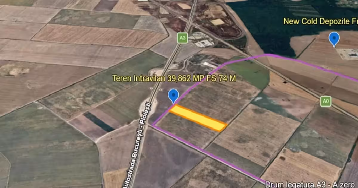 Teren agricol intravilan de vânzare de 39862 mp, în Ștefăneștii de Jos