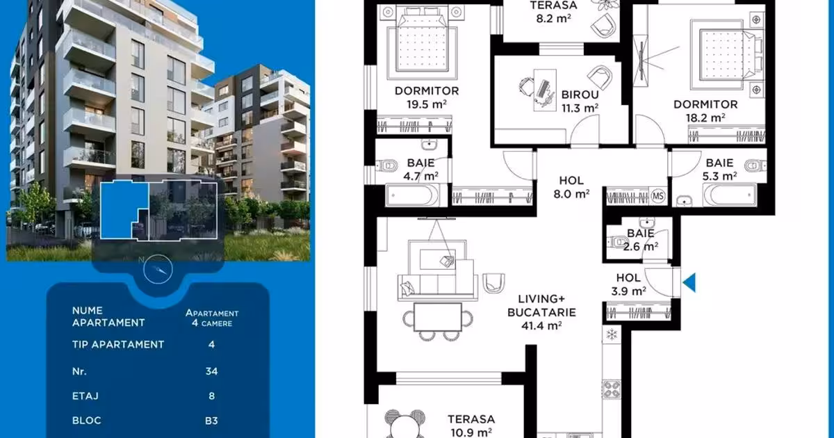 Apartament de vânzare cu 4 camere în zona Bucureștii Noi, Sector 1