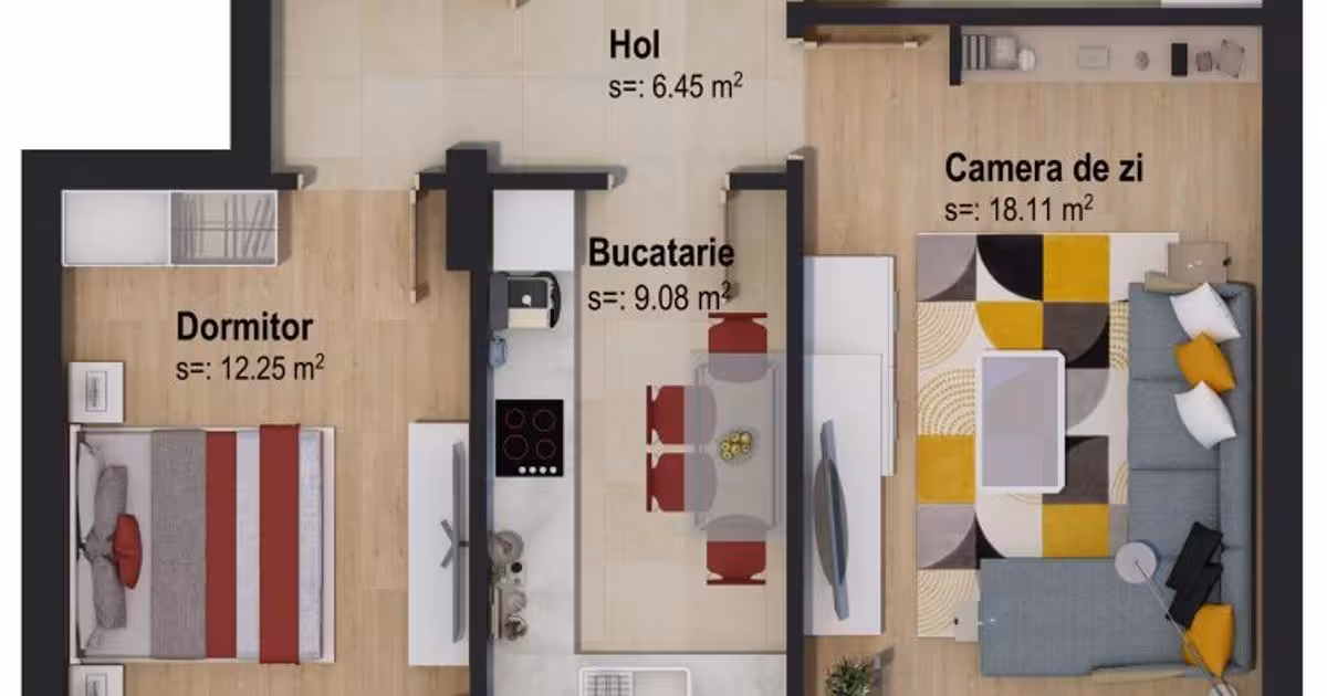 Apartament de vânzare cu 2 camere în zona Tractorul, Brașov