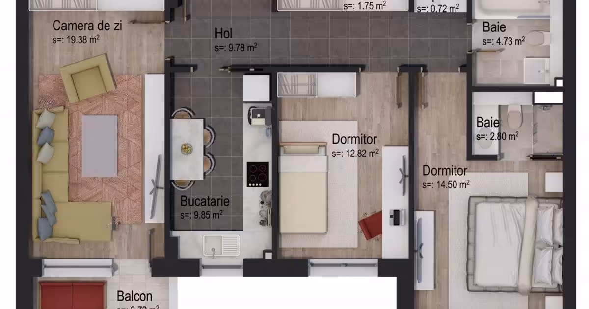 Apartament de vânzare cu 3 camere în zona Tractorul, Brașov