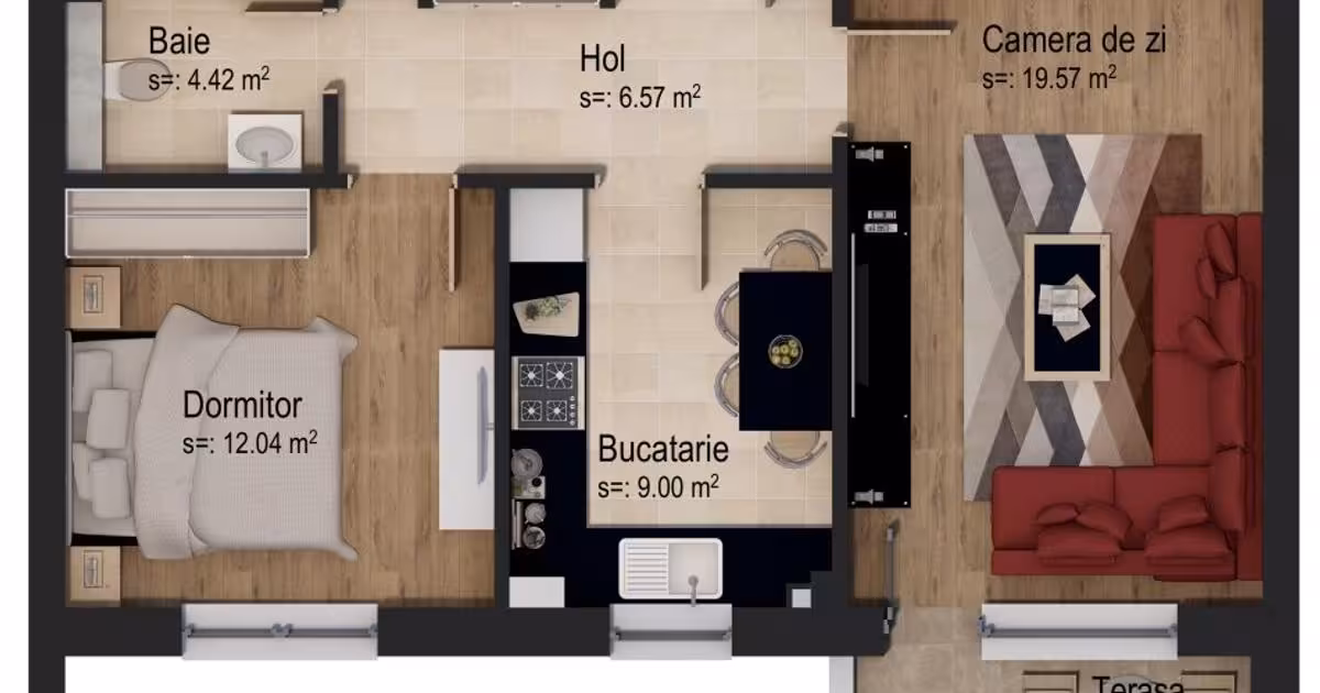 Apartament de vânzare cu 2 camere în zona Tractorul, Brașov