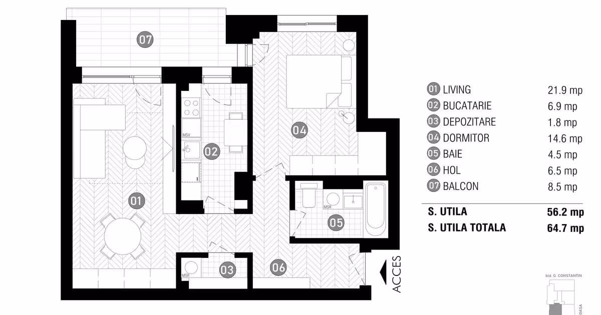 Apartament de vânzare cu 2 camere în zona Băneasa, Sector 1