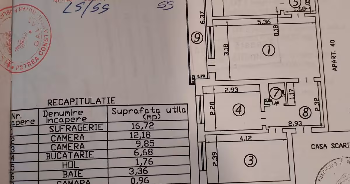 Apartament de vânzare cu 3 camere în zona Ultracentral, Galați