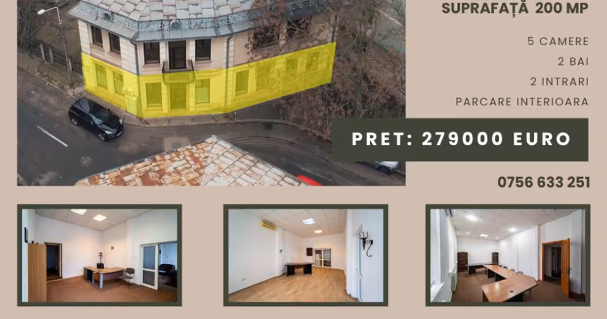 Spațiu comercial de vânzare 200 mp în zona Central, Galați