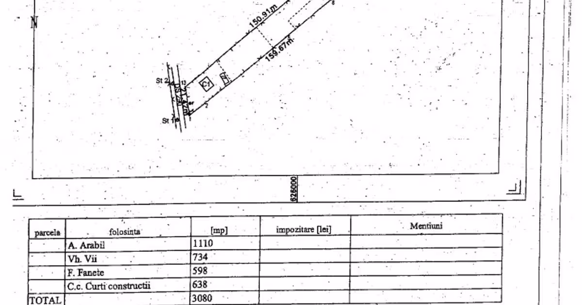 Teren Construcții intravilan de vânzare de 3080 mp, în zona Central, Botoșani