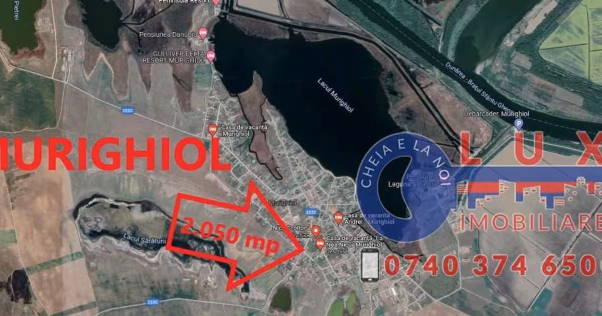 Teren Construcții intravilan de vânzare de 2050 mp, în Murighiol