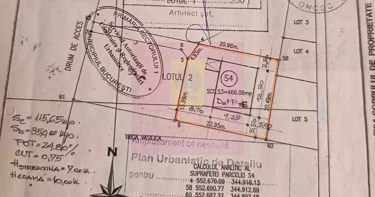 Teren Construcții intravilan de vânzare de 466 mp, în zona Sisești, Sector 1