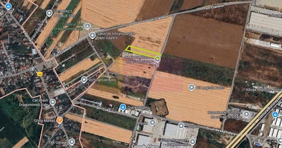 Teren Construcții intravilan de vânzare de 5050 mp, în Dragomirești-Vale