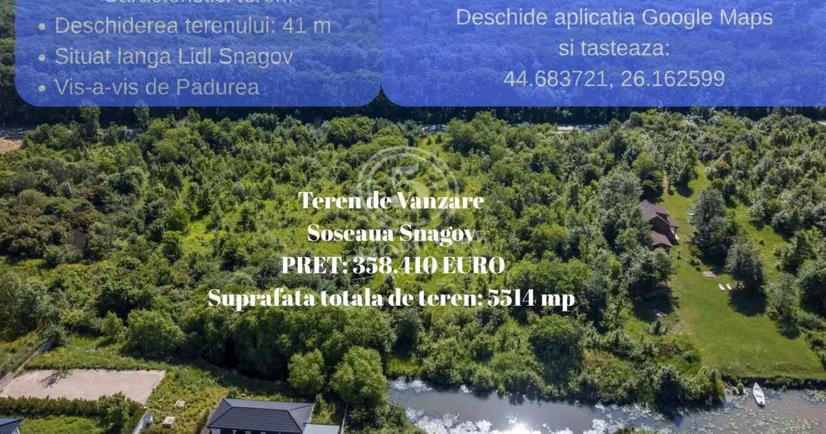 Teren Construcții intravilan de vânzare de 5514 mp, în Snagov