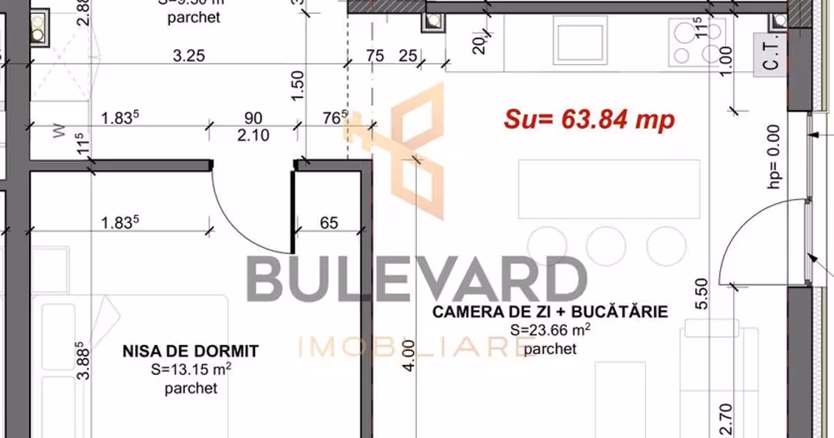 Apartament de vânzare cu 3 camere în Apahida
