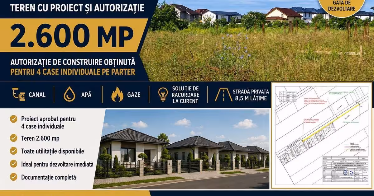 Teren Construcții intravilan de vânzare de 2600 mp, în Bragadiru