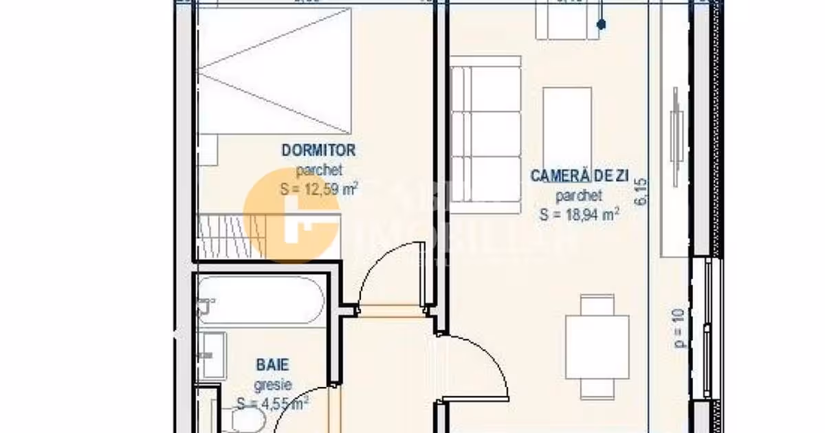 Apartament de vânzare cu 2 camere în zona Moara de Vânt, Iași