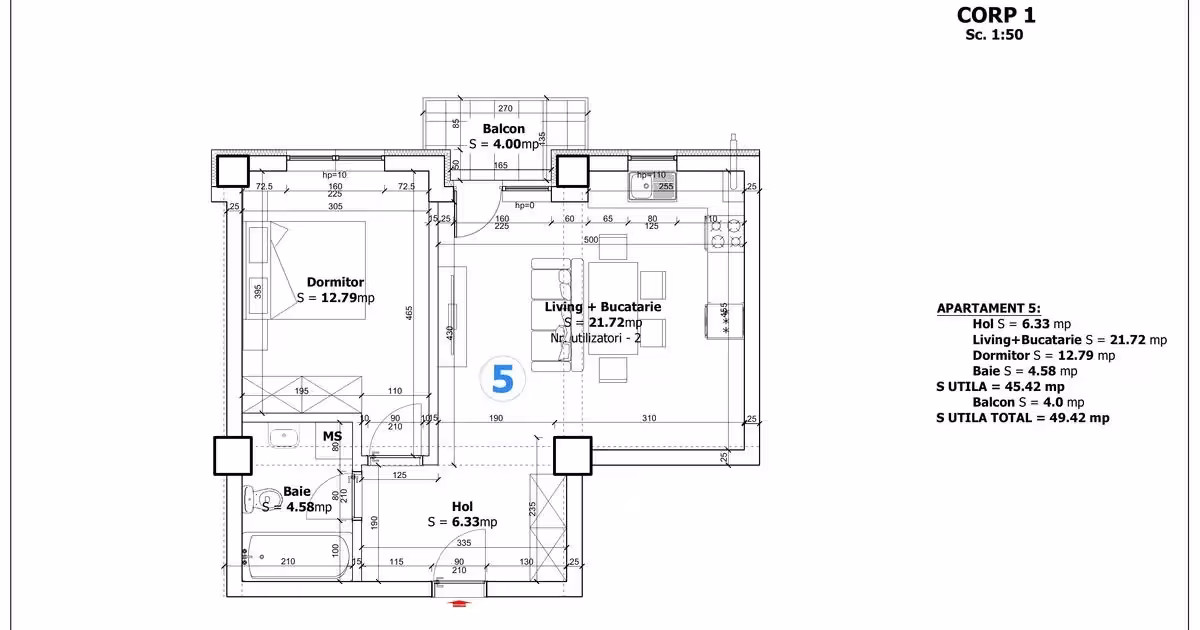 Apartament de vânzare cu 2 camere în Otopeni