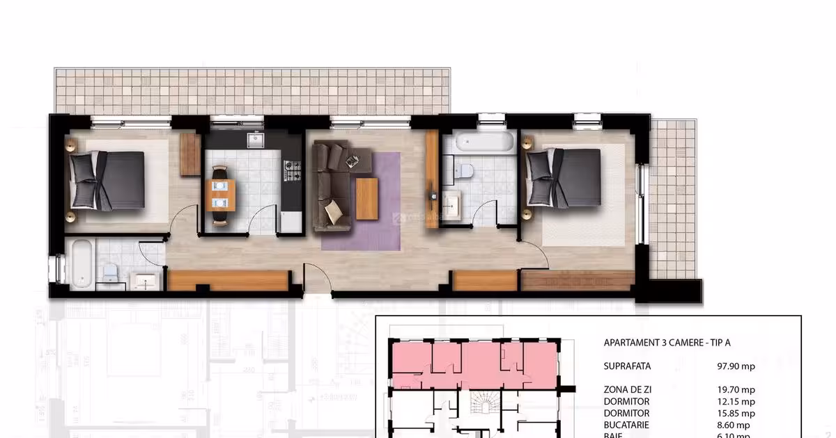 Apartament de vânzare cu 3 camere în zona Bucium, Iași