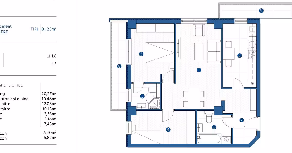 Apartament de vânzare cu 3 camere în zona Galata, Iași