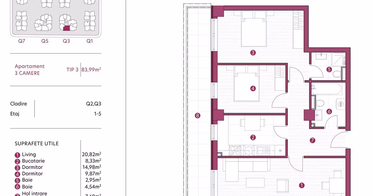 Apartament de vânzare cu 3 camere în zona Galata, Iași