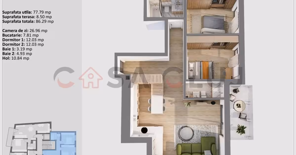Apartament de vânzare cu 3 camere în zona Central, Cluj-Napoca