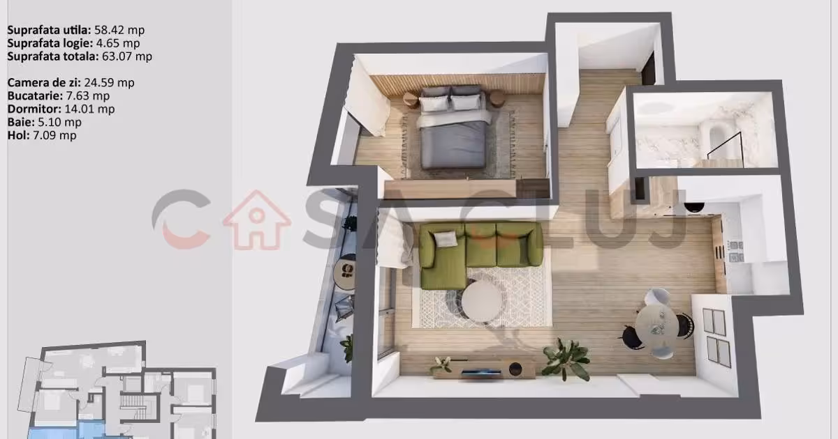 Apartament de vânzare cu 2 camere în zona Central, Cluj-Napoca