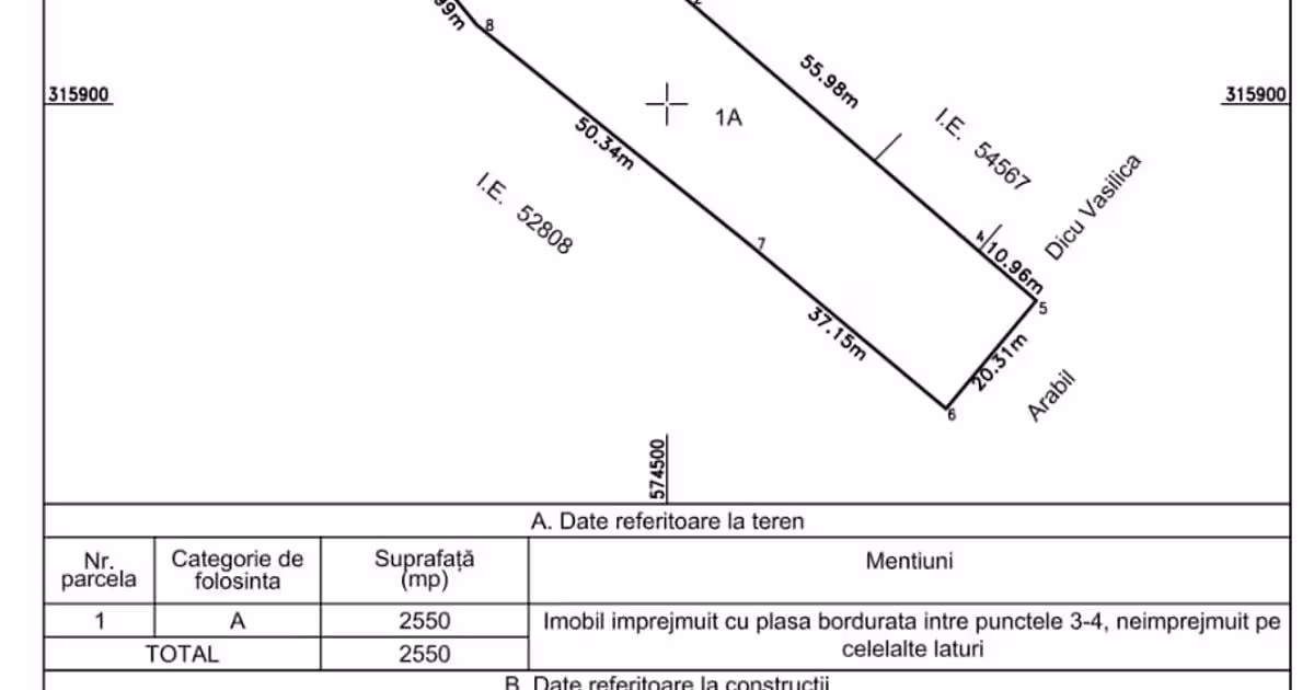 Teren intravilan de vânzare de 2550 mp, în Cornetu