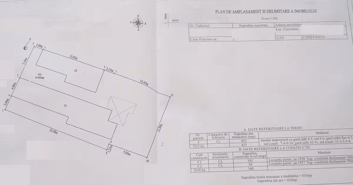 Teren Construcții intravilan de vânzare de 435 mp, în zona Coiciu, Constanța