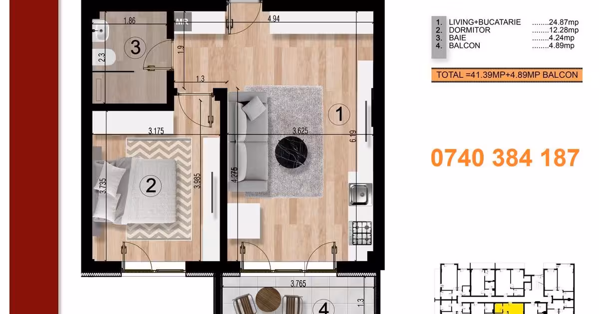 Apartament de vânzare cu 2 camere în zona Sud, Sector 4