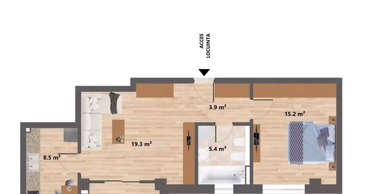 Apartament de vânzare cu 2 camere în zona Cug, Iași