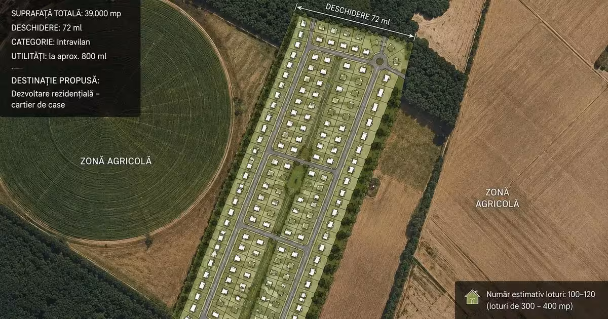 Teren Construcții intravilan de vânzare de 39000 mp, în Copăceni