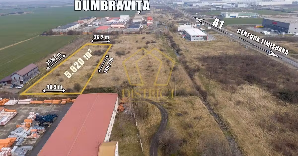 Teren Construcții extravilan de vânzare de 5620 mp, în Dumbrăvița