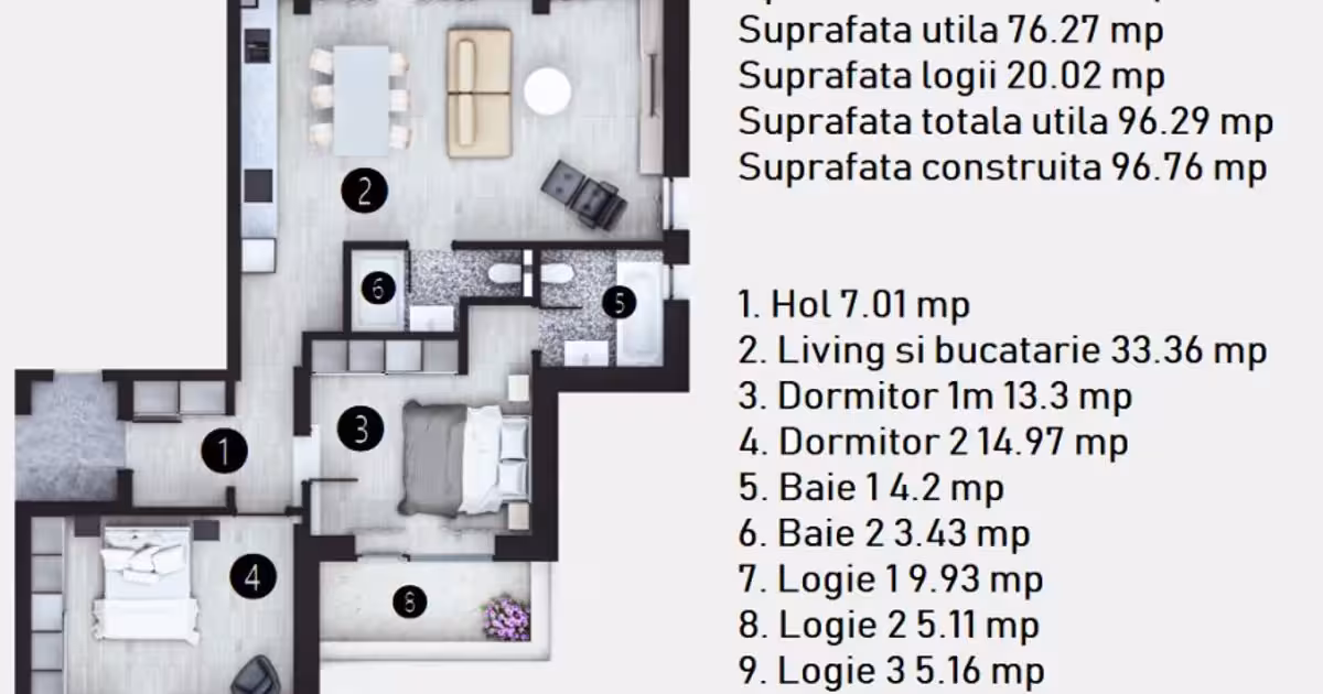 Apartament de vânzare cu 3 camere în zona Doamna Ghica, Sector 2