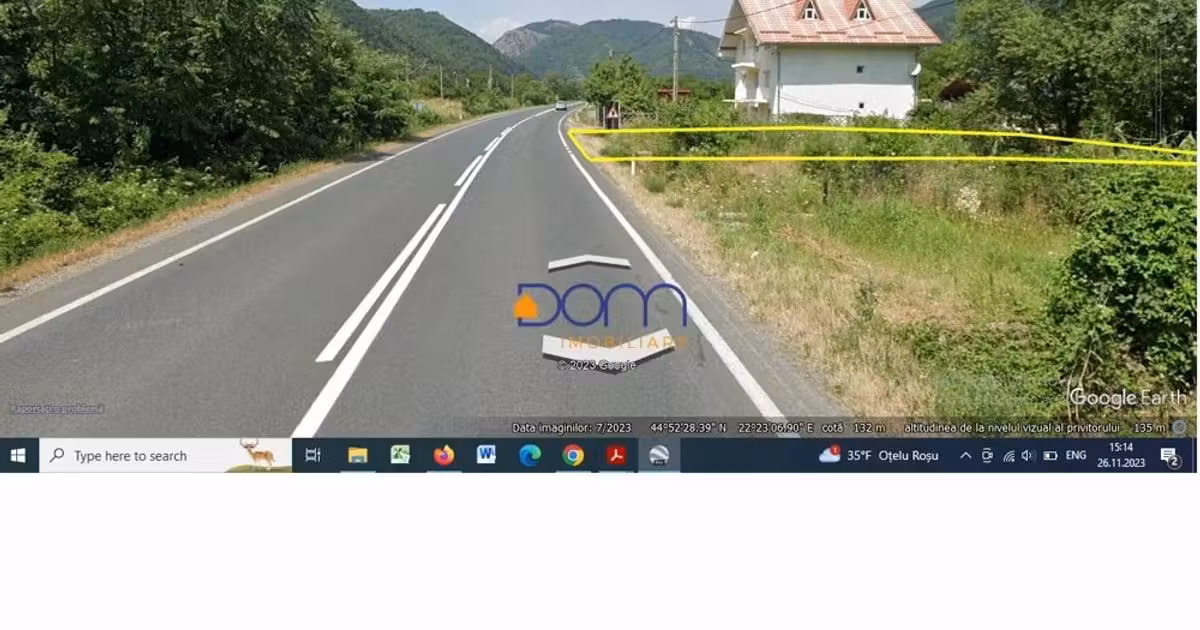 Teren Construcții intravilan de vânzare de 1018 mp, în Băile Herculane