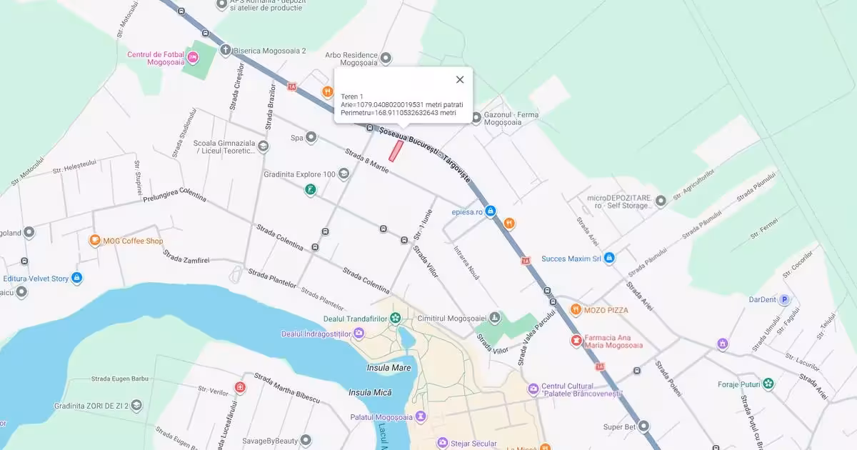 Teren Construcții intravilan de vânzare de 1079 mp, în Mogoșoaia