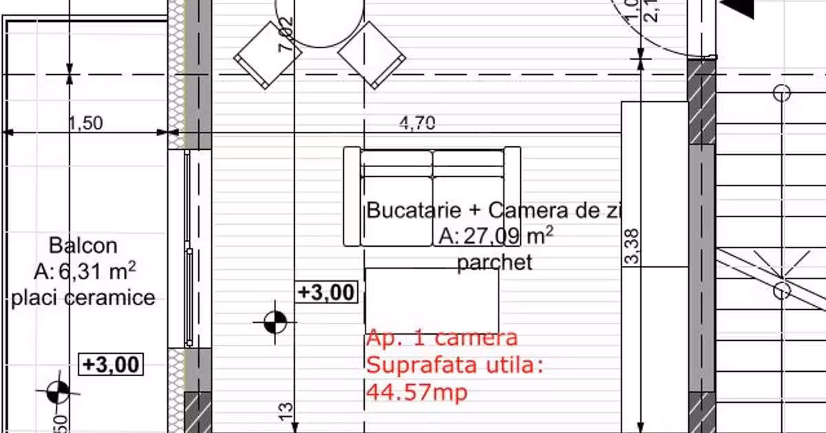 Apartament de vânzare cu 2 camere în Florești