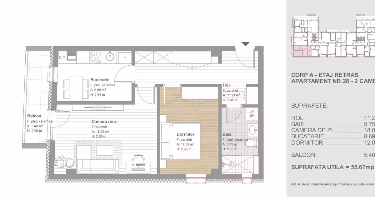 Apartament de vânzare cu 2 camere în Florești